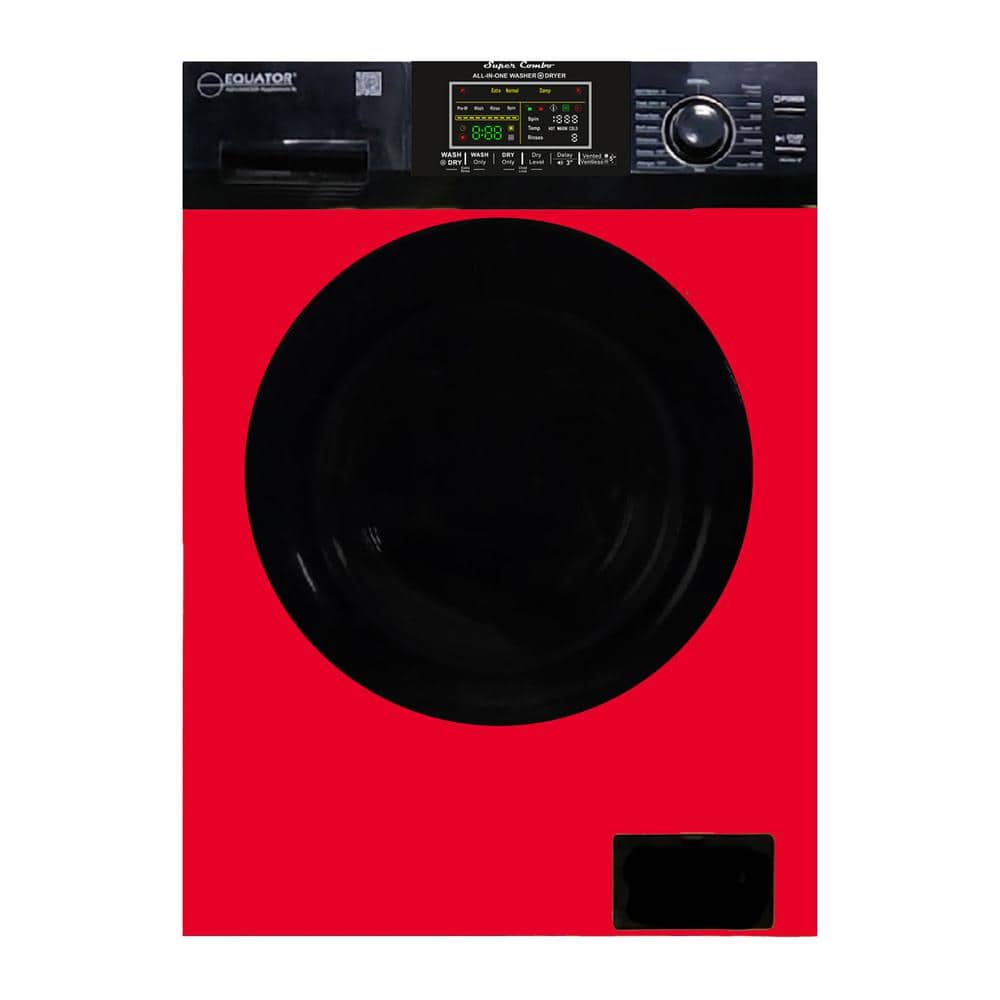 33.5 in. 18 lbs. 1.9 cu. ft. 110V Washer Smart Home All-in-One Washer and Dryer Combo in Red/Black