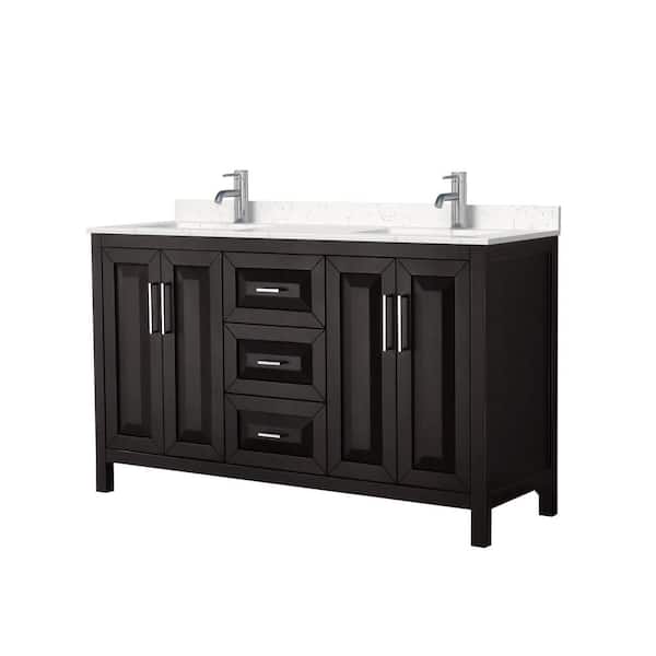 Wyndham Collection Daria 60 in. W x 22 in. D x 35.75 in. H Double Bath Vanity in Dark Espresso with Carrara Cultured Marble Top