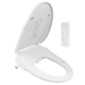 Electric Quiet Close Bidet Seat for Elongated Toilets in White with Remote Control, Nightlight, UV Sterilization