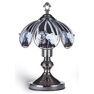 14.25 in. Wolf Grey and Black Satin Nickel Touch Table Lamp