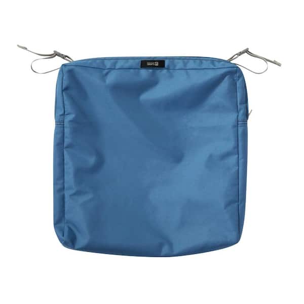 Classic Accessories Ravenna 18 in. W x 18 in. D x 2 in. Thick Empire Blue Outdoor Chair Seat Cushion Cover
