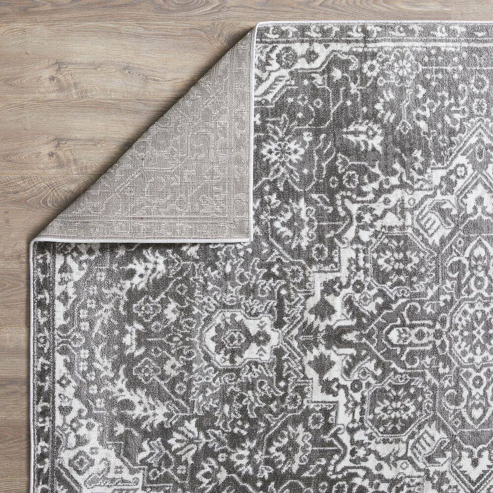 Gray 9' x 12' Synthetic Stain-Resistant Rectangular Area Rug