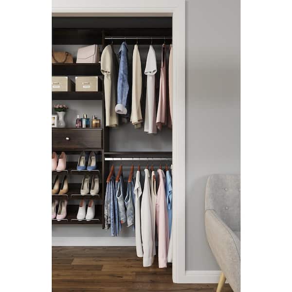 Closet Evolution 84 in. W - 108 in. W Espresso Wood Closet System