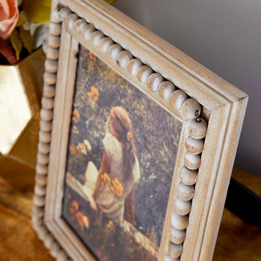 Light Brown Beaded Wood 6" x 8" Photo Frame