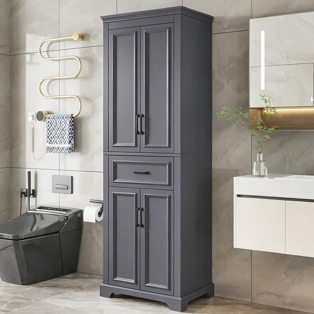 Charcoal Gray 70.8 in. H Bathroom Linen Cabinet with Adjustable Shelves, Damping Hinge Doors and Drawer price history on PriceWatchPro