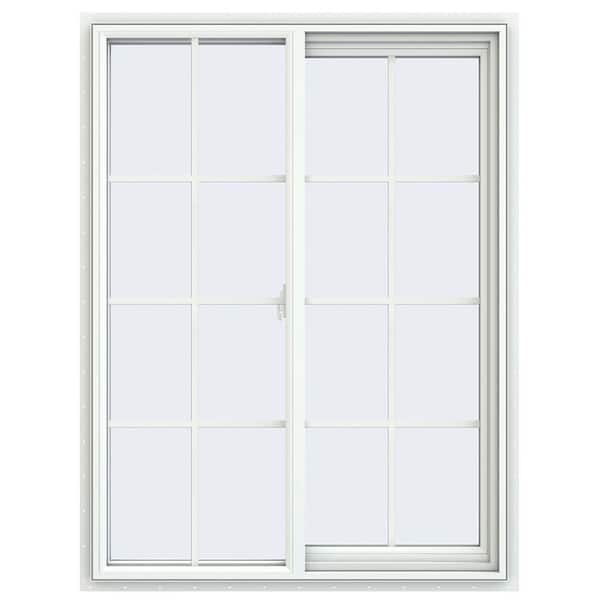 JELD-WEN 35.5 in. x 47.5 in. V-2500 Series White Vinyl Right-Handed Sliding Window with Colonial Grids/Grilles