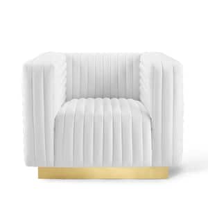 Charisma Channel White Tufted Performance Velvet Accent Armchair