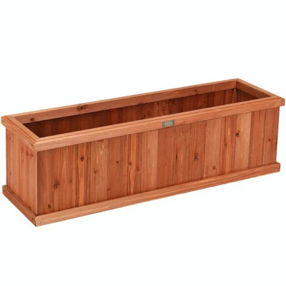 Brown Wooden Decorative Planter Box for Garden Yard and Window-40 in. x 12 