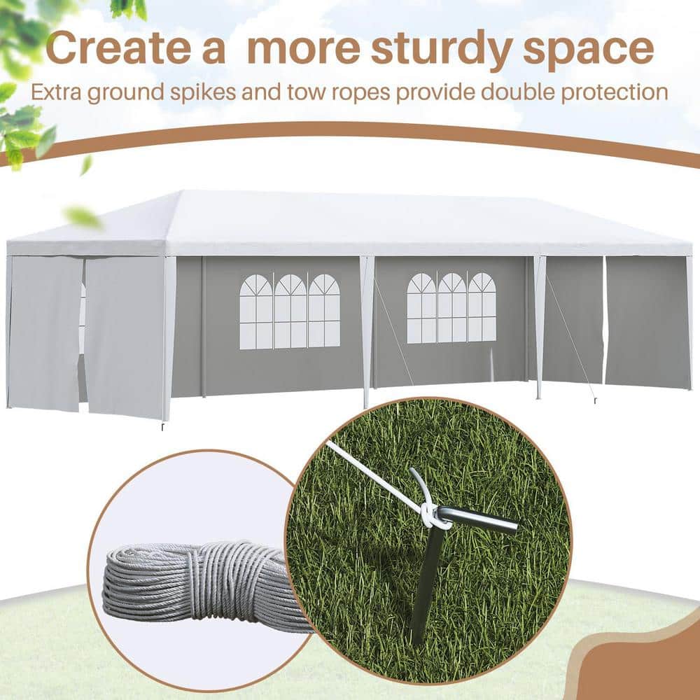 White Polyethylene 10x30 Outdoor Party Canopy Tent with Sidewalls