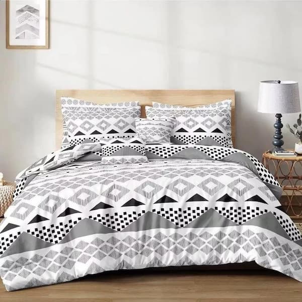 Shatex All Season Bedding 3-Piece Gray Polyester Full Size Ultra Soft Elegant Bedding Comforters set