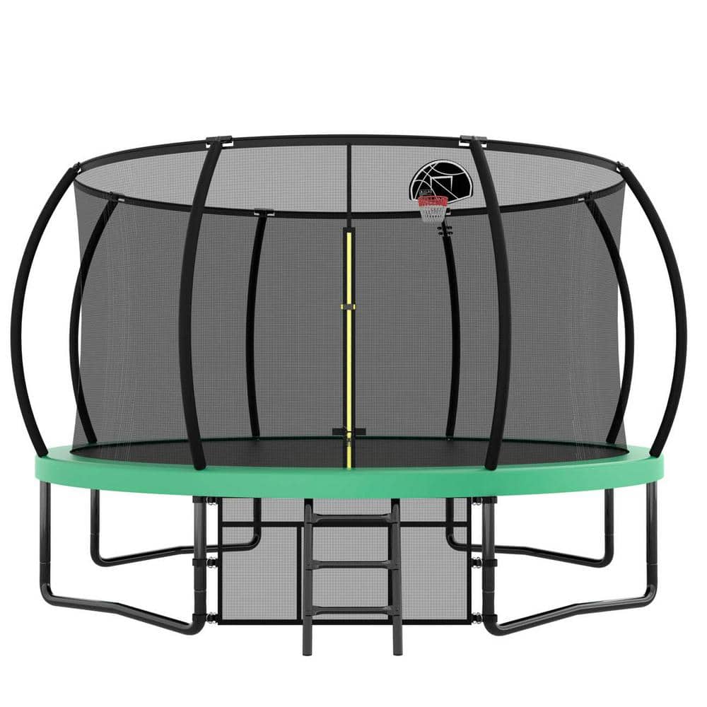 12 ft. Recreational Kids Trampoline with Safety Enclosure Net and Ladder, O