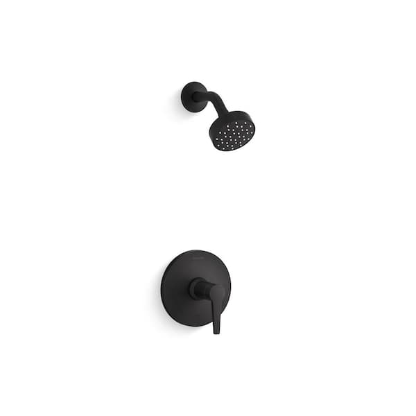 KOHLER Pitch 1-Handle Shower Trim Kit in Matte Black (Valve Not Included)