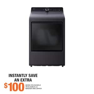 7.3 cu. ft. Vented SMART Gas Dryer in Matte Black with EasyLoad Door, TurboSteam and Sensor Dry Technology
