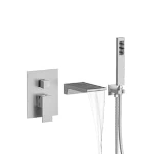 Single-Handle 2-Spray Wall Mount Roman Tub Faucet with Hand Shower in. Brushed Nickel (Vlave Included)