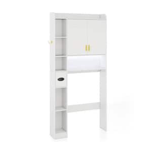 31.5 in. W x 67.5 in. H x 8 in. D White Over The Toilet Storage with Doors and LED light strip
