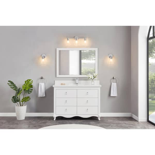 Legion Furniture WS2512-48-W 48 in. Single Sink Sink Vanity White Bath Vanity with White 1 in Artificial Stone Top
