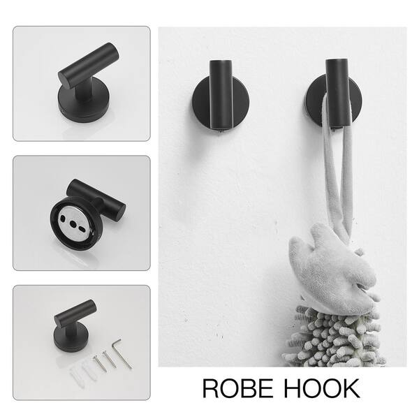 2pcs Stainless Steel Round Wall Mount Robe Towel Coat Holder Hanger Hook 