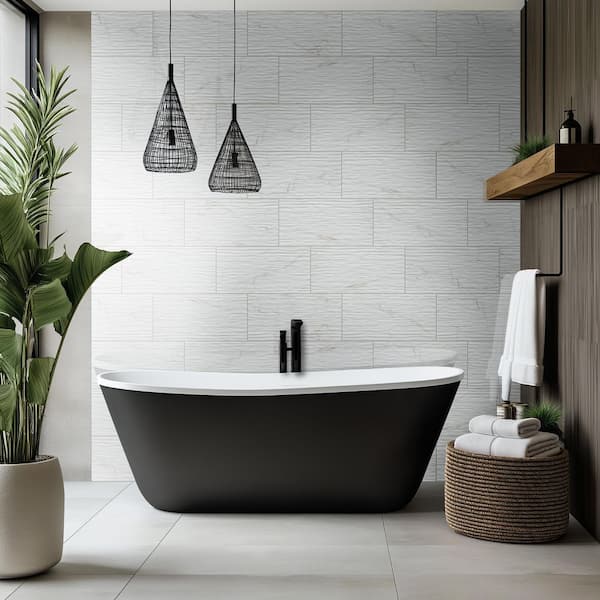 Dymo Calacatta Stripe 12 in. x 24 in. Glossy Ceramic Marble Look Wall Tile (960 sq. ft. /Pallet)