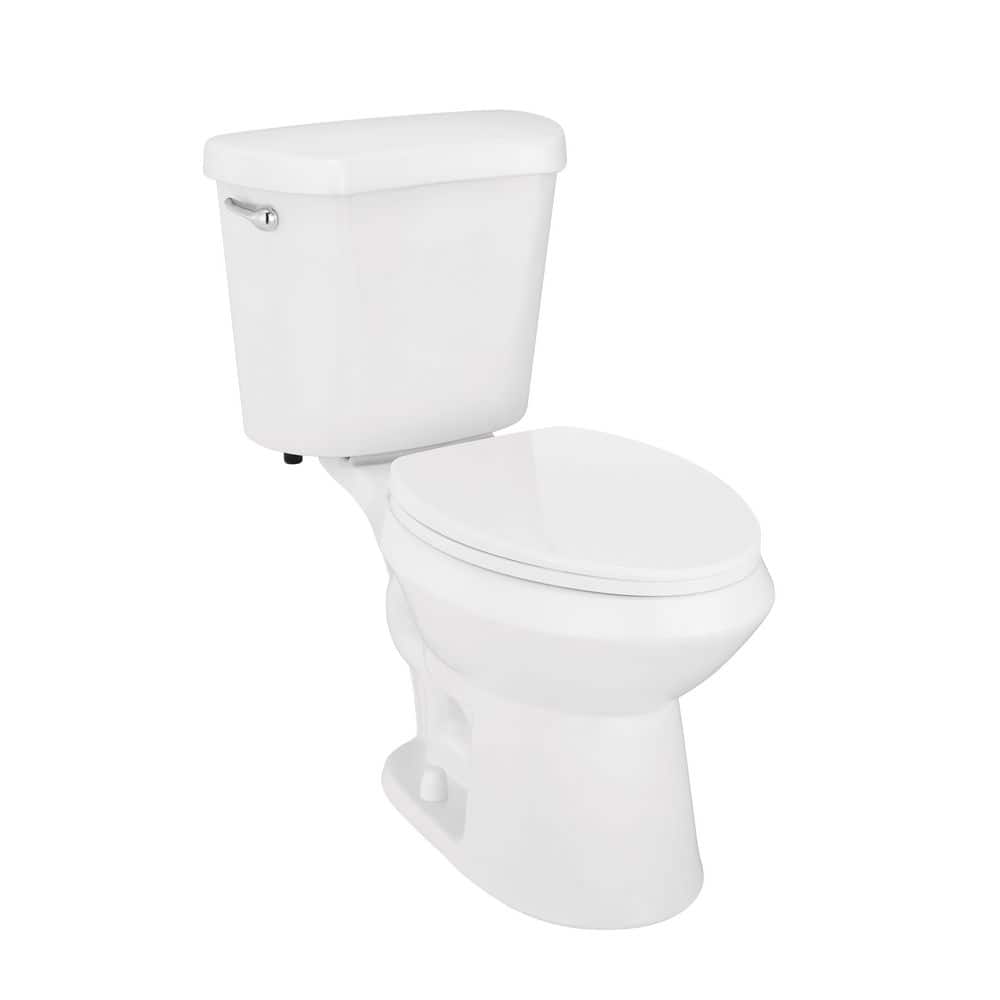 Glacier Bay 12 in. Rough In Two-Piece 1.28 GPF Single Flush Elongated Toilet in White, Seat Included