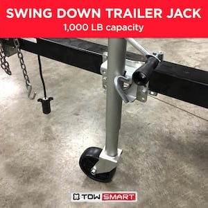 1,000 lb. Capacity, Side Wind, Swing Down, Bolt On Trailer Jack - 10 in. lift