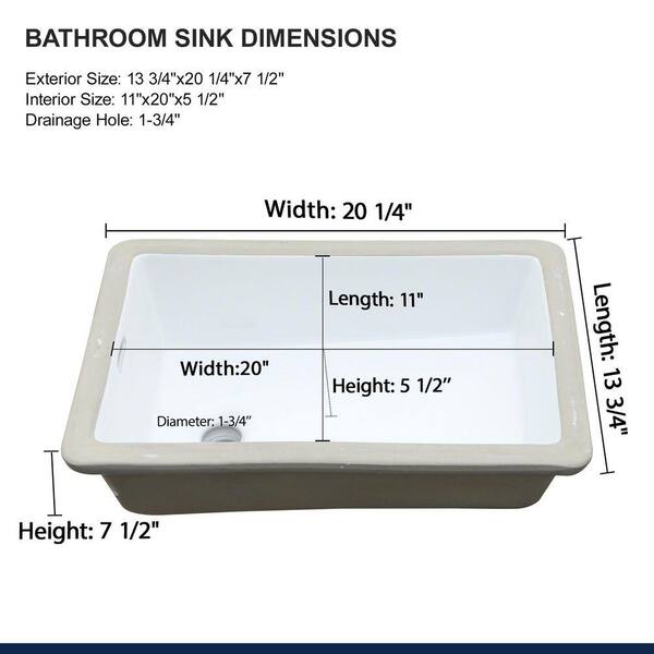 Logmey 13 in. Undermount Rectangular Corner Porcelain Ceramic