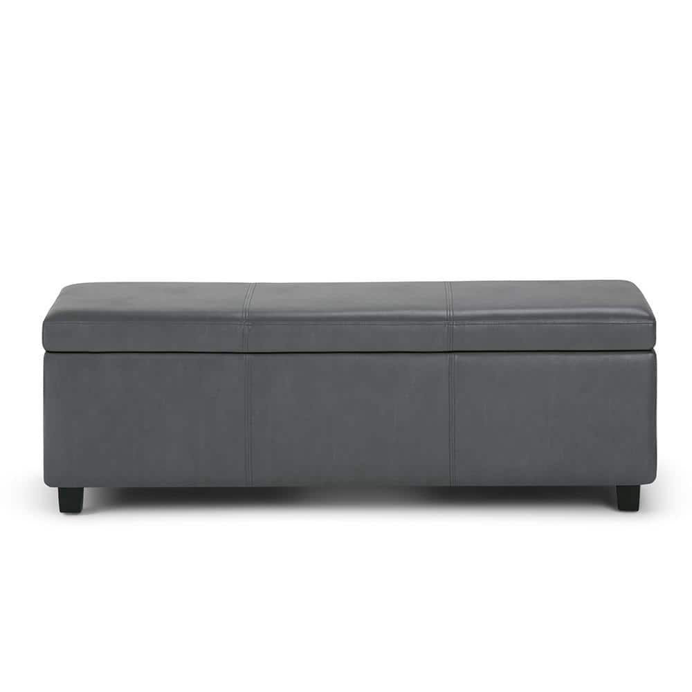 Stone Gray Contemporary Bench Ottoman with Inner Storage