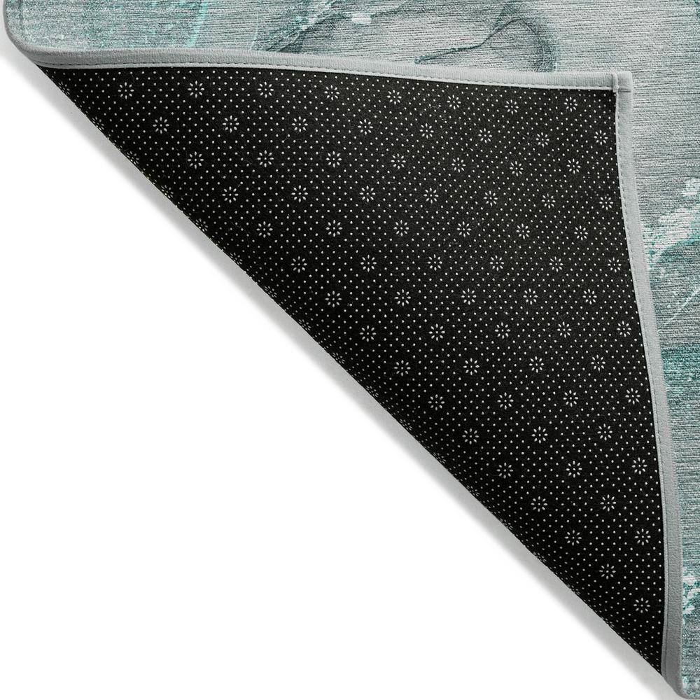 Teal and Gray Watercolor 9' x 12' Synthetic Area Rug