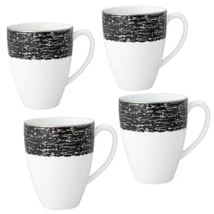 Black Rill 16 fl. oz. (Black) Porcelain Mugs, (Set of 4)
