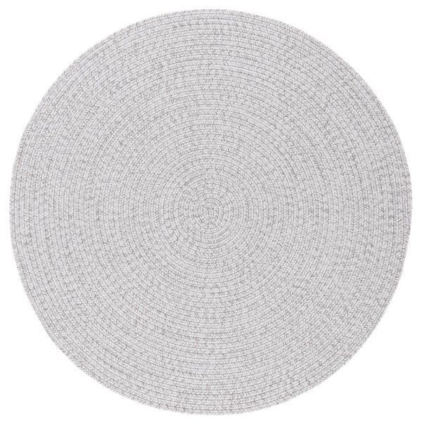 SAFAVIEH Braided Silver Gray 6 ft. x 6 ft. Solid Color Gradient Round Area Rug