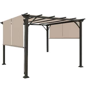 10 ft. x 10 ft. Steel Patio Pergola with Beige Shade Canopy