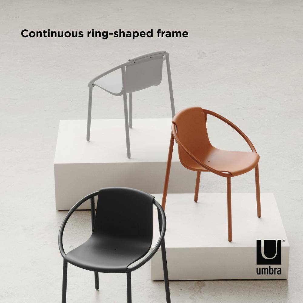 ErgoStack Black Metal and Wood Composite Outdoor Lounge Chair