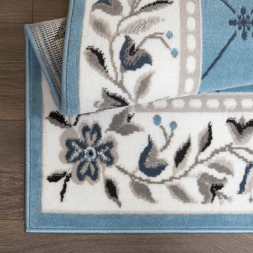 Aydin Blue and Ivory Synthetic Traditional Area Rug