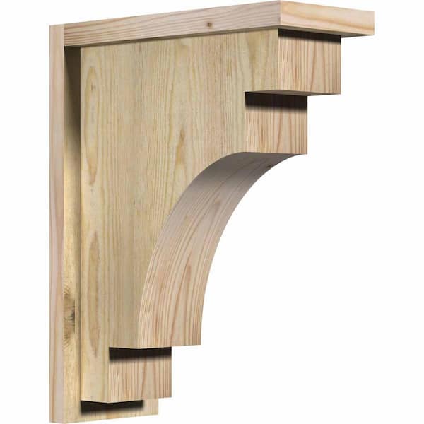 Ekena Millwork 6 in. x 14 in. x 18 in. Douglas Fir Mediterranean Rough Sawn Corbel with Backplate