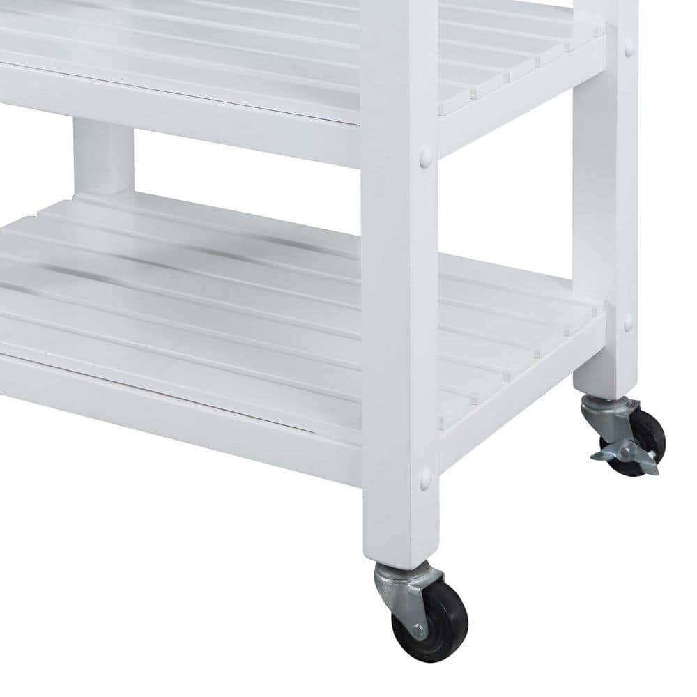 Rubberwood Rectangular Butcher Block Kitchen Cart with Wine Storage