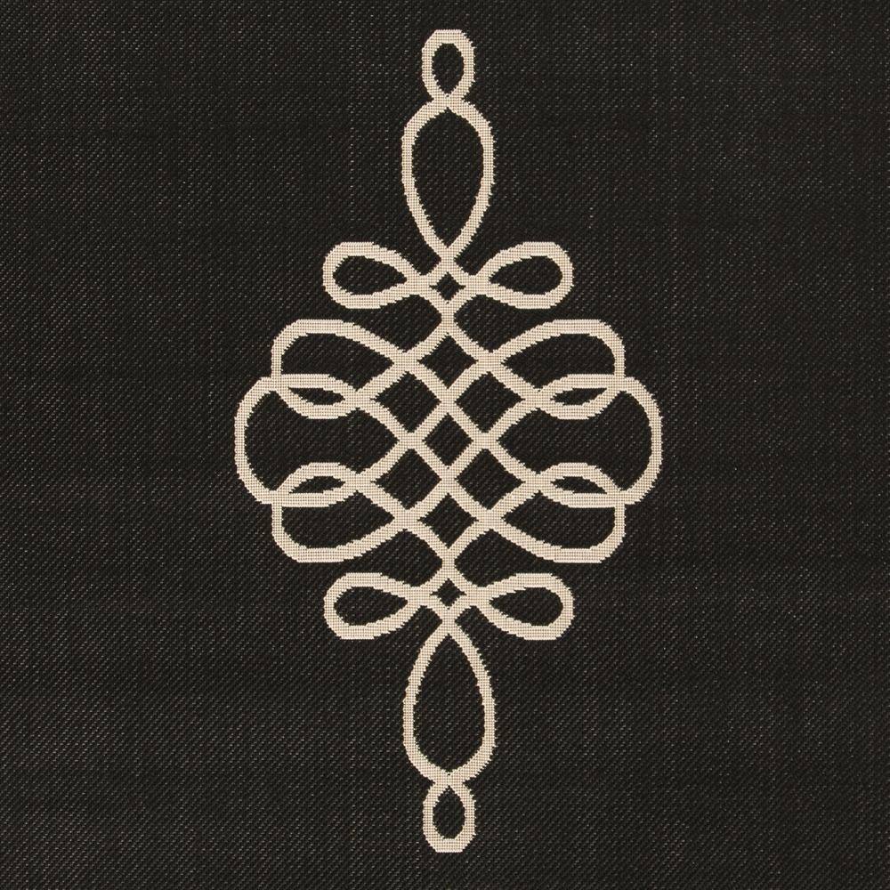 Black and Cream Rectangular Synthetic Indoor/Outdoor Rug