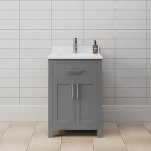 Beckett 24 in. W x 22 in. D x 35 in . H Single Bath Vanity in Dark Gray with Carrara Cultured Marble Top