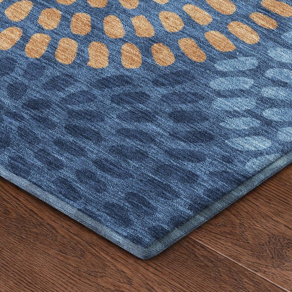 Mayfield Premium Machine Washable Abstract AMF2492 Navy 9 ft. x 12 ft. Area Rug