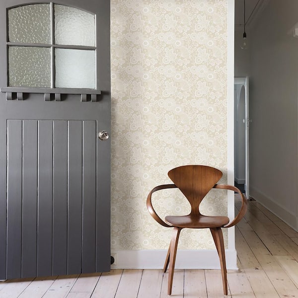 A-Street Prints Ana Cream Floral Paper Strippable Wallpaper