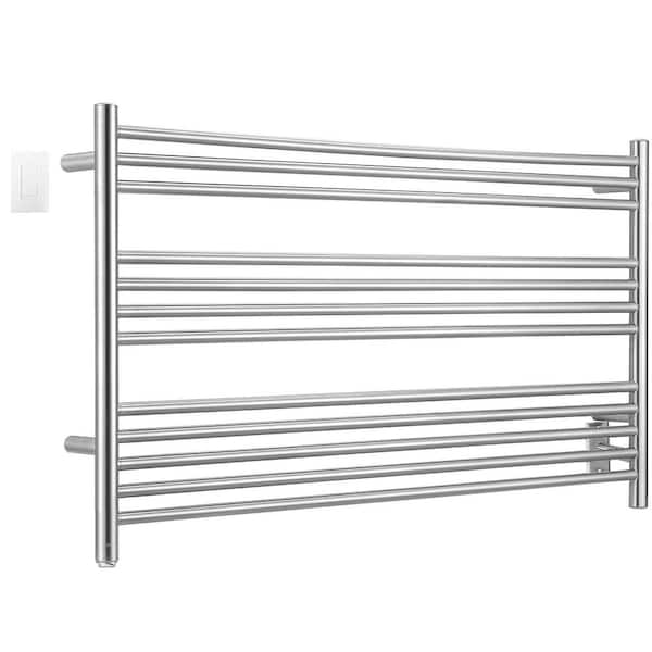 Ancona Dual 12-Bar Plug-In and Hardwire Towel Warmer in Brushed Stainless Steel with WiFi Timer