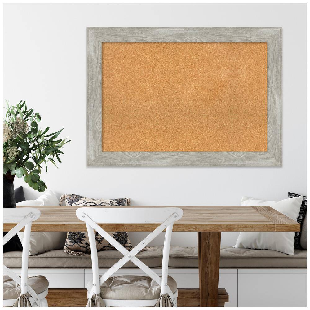 Dove Greywash Framed Natural Cork Bulletin Board 46" x 34"