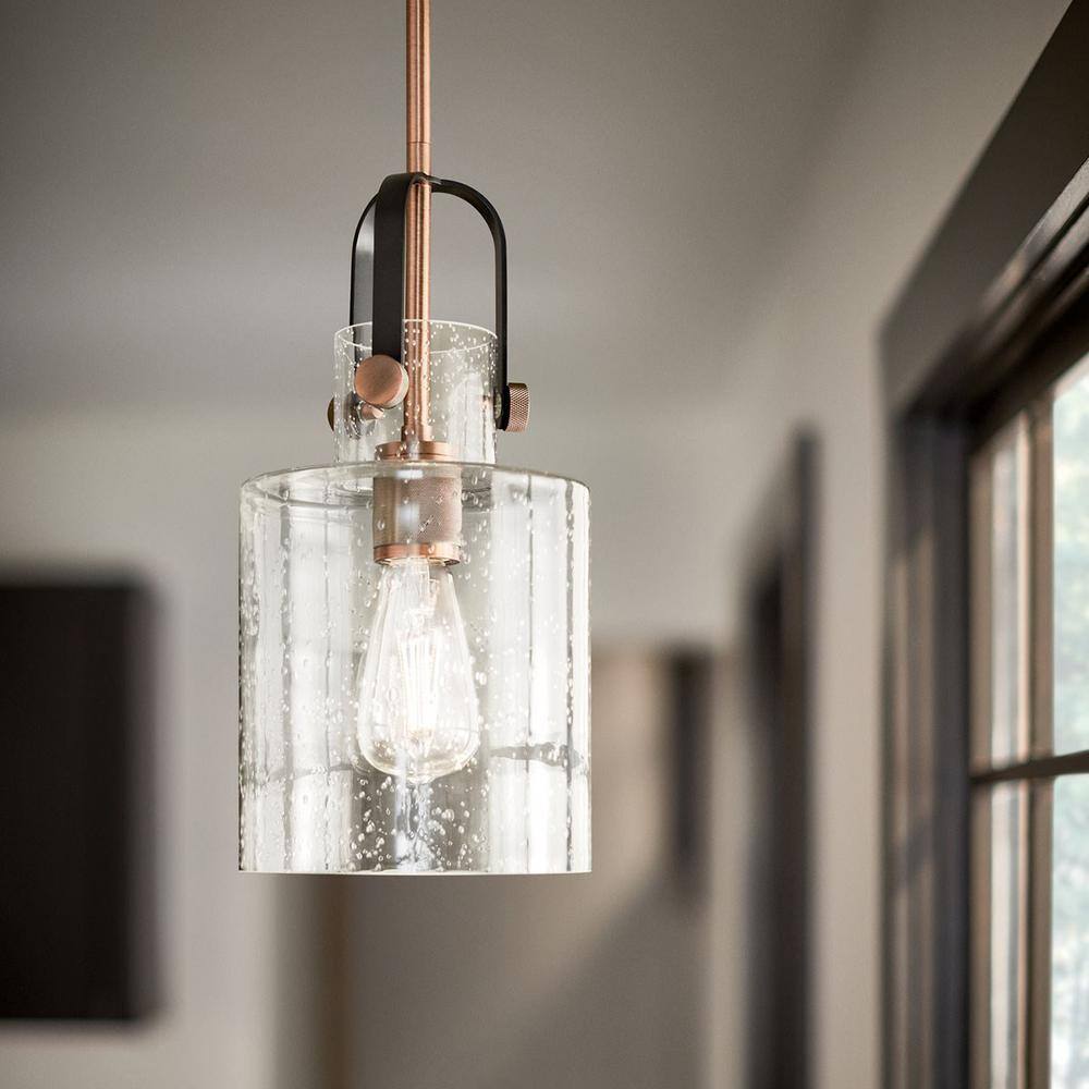 Kitner Vintage Glass & Antique Copper 1-Light Pendant
