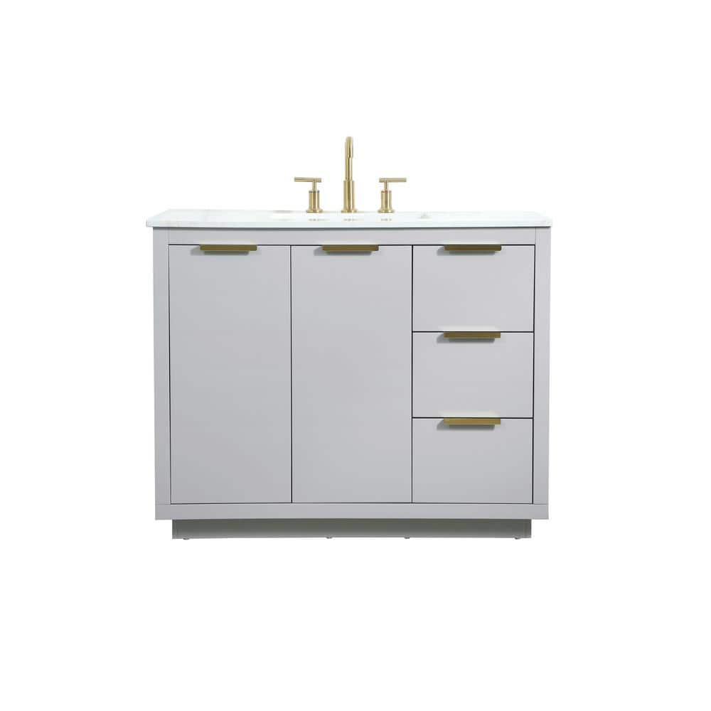 Simply Living 42 in. W x 22 in. D x 34 in. H Bath Vanity in Grey with Calac