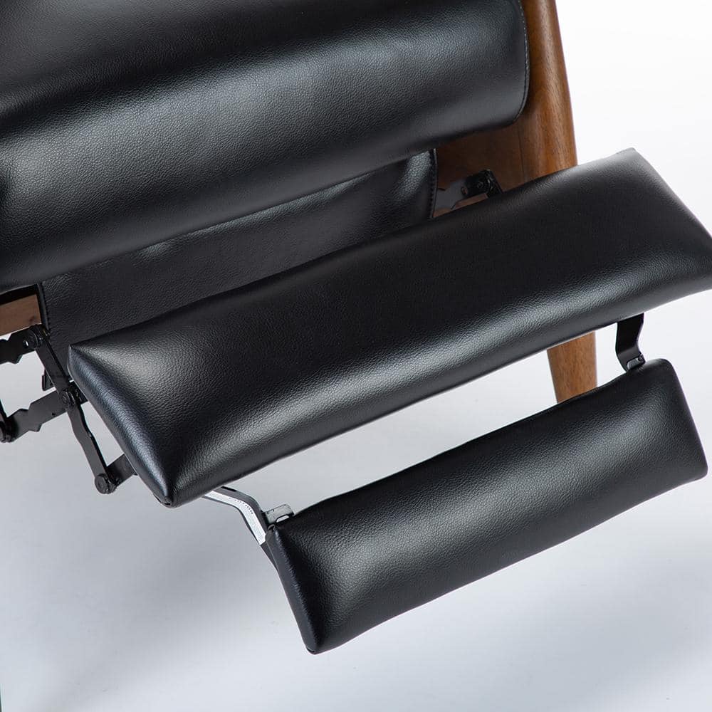 Mid-Century Modern Chestnut & Black Faux Leather Recliner