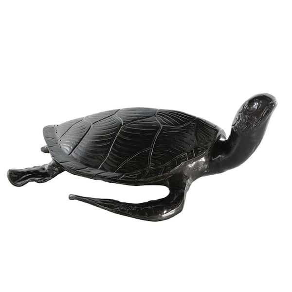Black Aluminum Metal Carved Sea Turtle Sculpture