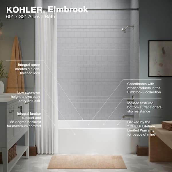Elmbrook 60 in. Right Drain Rectangular Alcove Bathtub with Integral Apron in White Elmbrook 60 in. Right Drain Rectangular Alcove Bathtub with Integral Apron in White