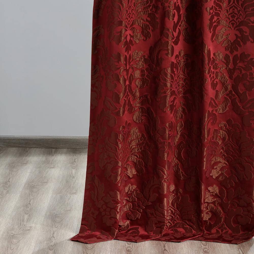 Astoria Red and Bronze Faux Silk Room Darkening Curtain Panel