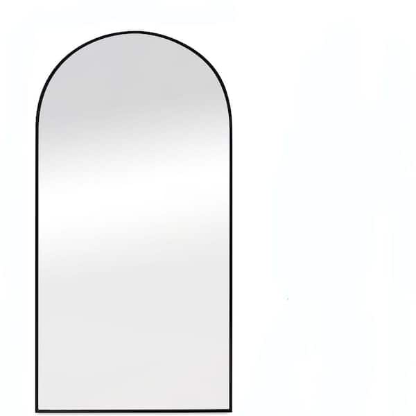 Unbranded 22 in. W x 65 in. H Arch Wooden Framed Black Mirror Modern Design Standing Floor Mirror for Living Room