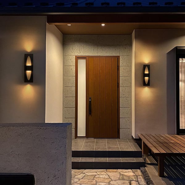 Acerbis 2-Light Matte Black Rectangle Integrated LED Outdoor Cylinder Wall Sconce with Up/Down Light