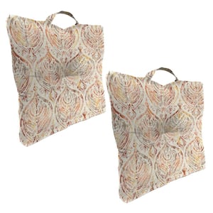 20 in. W x 20 in. H x 5 in. T Square Tufted Outdoor Floor Cushion in Rustique Barley (2-Pack)