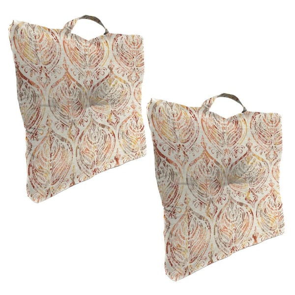 Jordan Manufacturing 20 in. W x 20 in. H x 5 in. T Square Tufted Outdoor Floor Cushion in Rustique Barley (2-Pack)